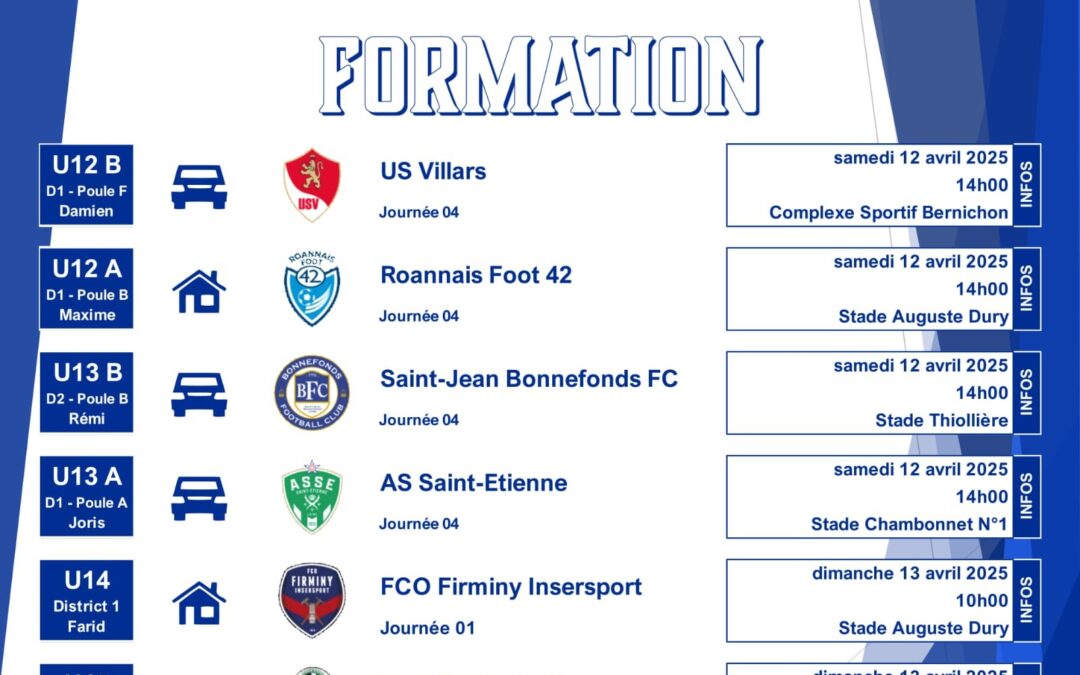 Agenda du Weekend Formation (U12 à U17)